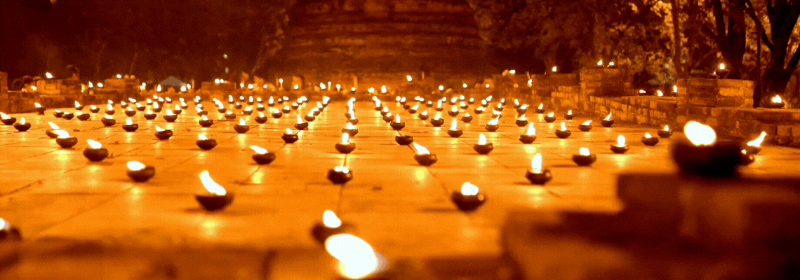 Candles at the Mahabodhi temple