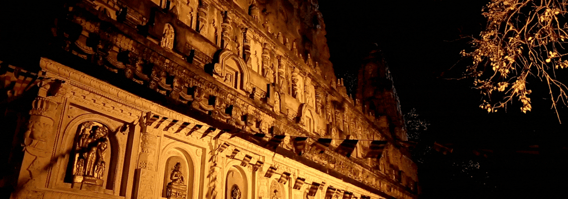Mahabodhi temple by night