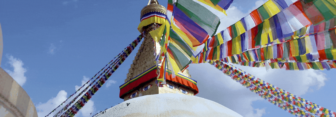 Prayer flags at the Great Stupa